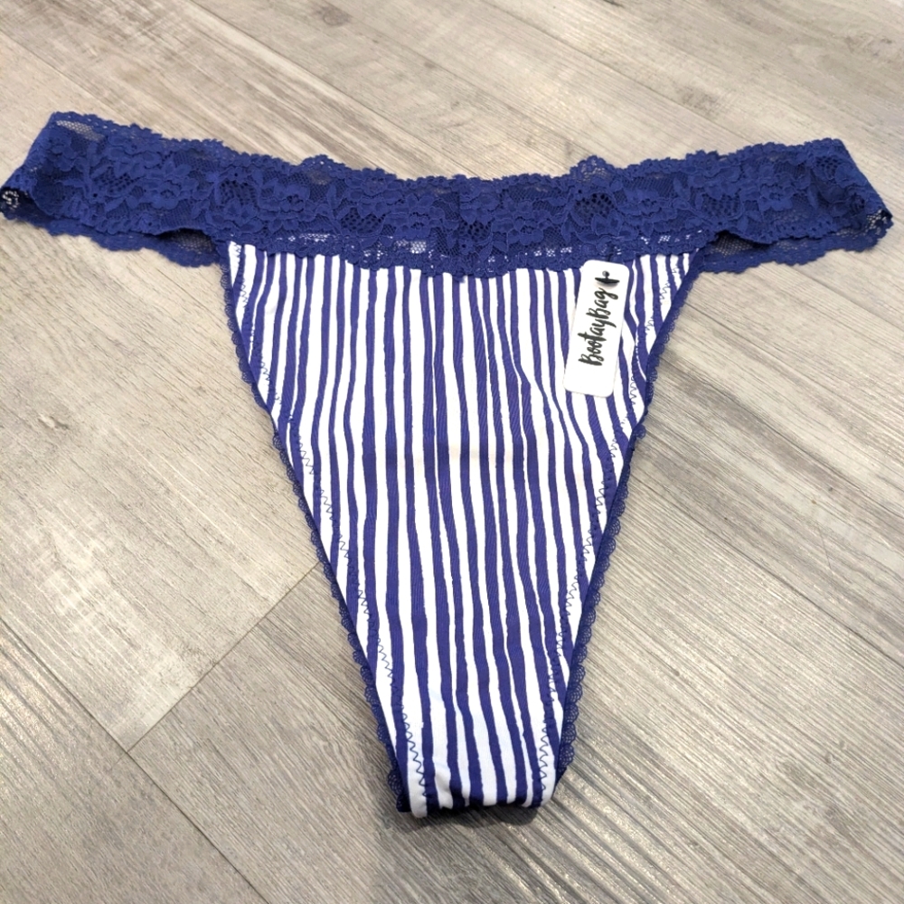 NWT Lace Thong Panties 💙Blue & White🤍 Striped